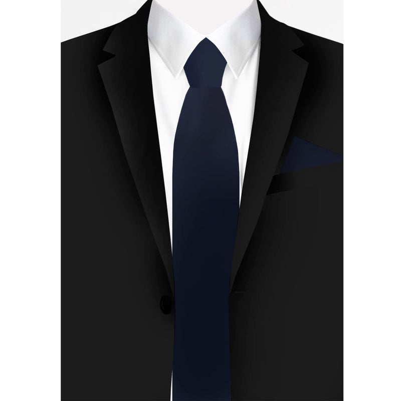 Jacob Alexander Solid Color Men's Regular Tie - Navy Blue - Image 3